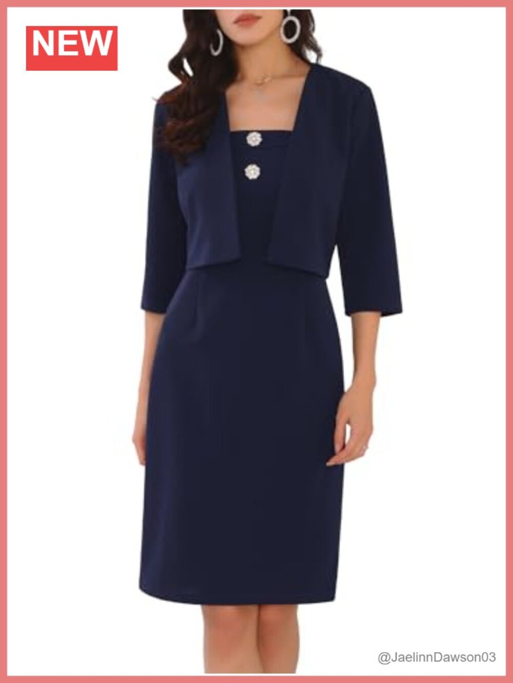 Women's 2 Piece Formal Dress Set Half Sleeve Cardigan Cropped Dressy Work Suit